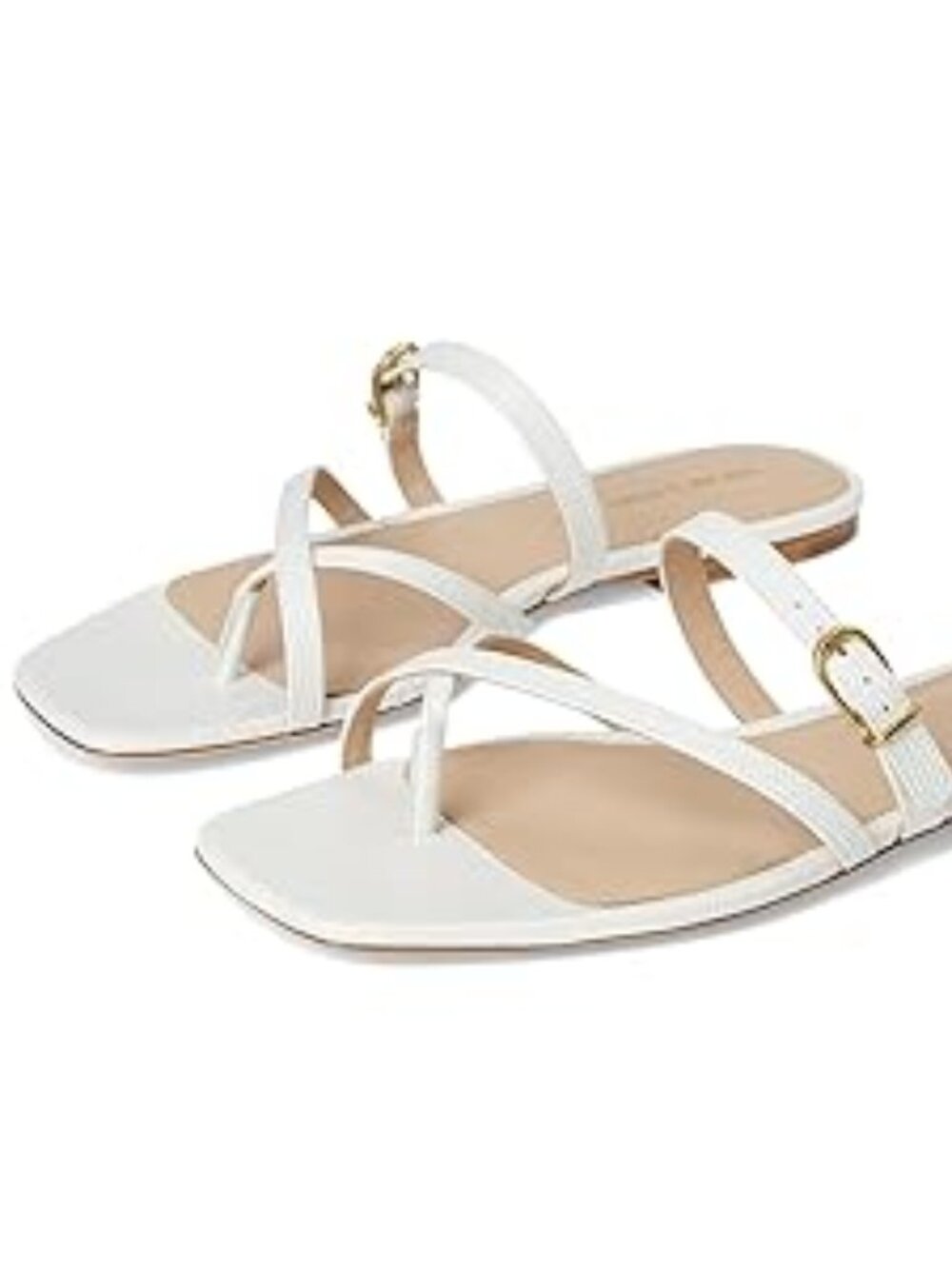 Veronica Beard Marthe White Leather Slide Sandals